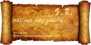 Ványi Kálmán névjegykártya